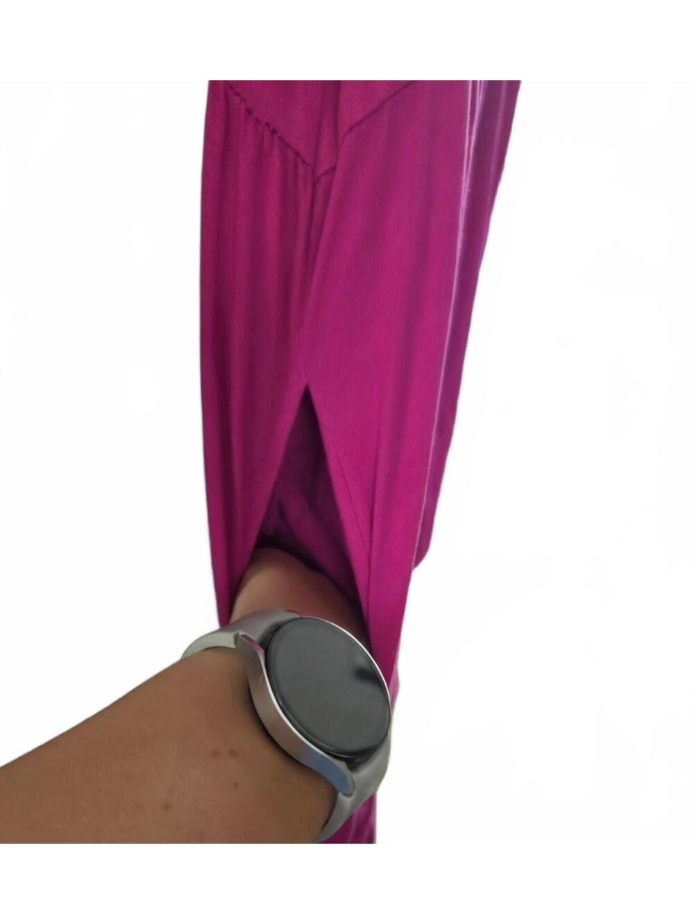 Magenta Short Sleeve Tiered Dress with Side pockets - Picture 6 of 9